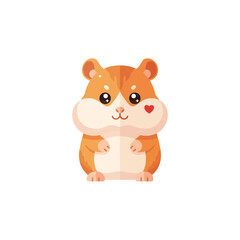 Cute hamster with heart on cheek standing on hind legs sweetly