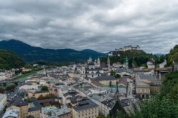 Naklejka premium Panoramic view of Salzburg historic centre, Austria