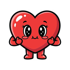 Cute heart character with big eyes and smiling face