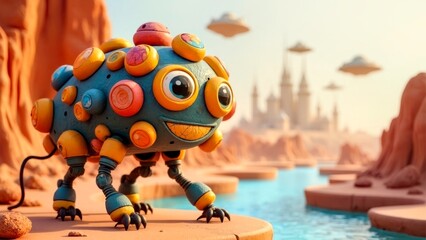 Light effect mechanical insect technology art scene illustration