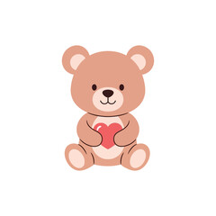 Fototapeta premium Cuddly teddy bear holding heart with love and affection