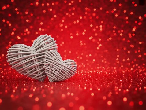 Happy Valentine's Day celebration with hanging hearts