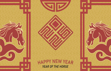 happy chinese new year background, vector illustration, red horse 2026, china poster banner template, holiday sale flyer