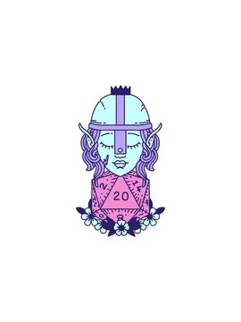 starburst effect animation of elf fighter with natural twenty dice roll