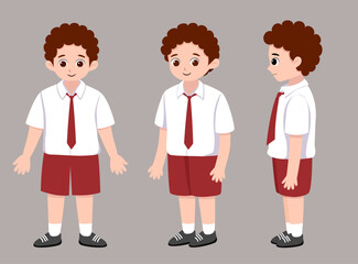 Obraz premium Indonesian boy Elementary School Students Character Illustration Set