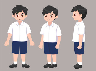 Fototapeta premium Schoolboy Character Design in Various Views