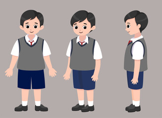 Obraz premium Boy student character set for learning and education