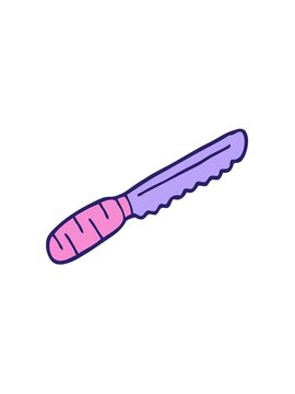 attention grabbing animation of cartoon doodle bread knife