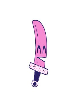 stretching up animation of cartoon doodle happy magical sword