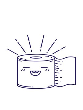 bobbing motion animation of illustration of a traditional black line work tattoo style toilet paper character