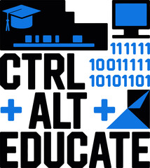 Modern Education Technology Logo with Binary Code tshirt Design