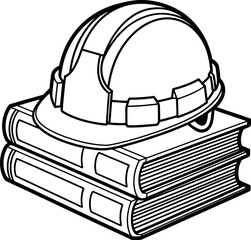 Hard Hat on Stack of Books Illustration