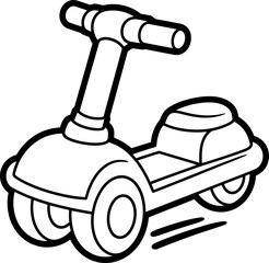 Black and White Illustration of a Kids Scooter