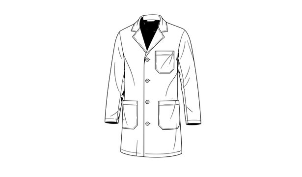 Classic white laboratory coat vector illustration with pockets for medical and scientific professionals