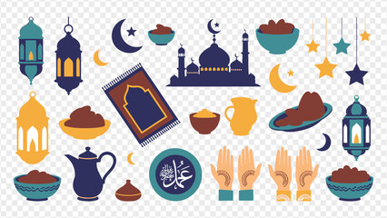 Ramadan kareem islamic symbols and objects