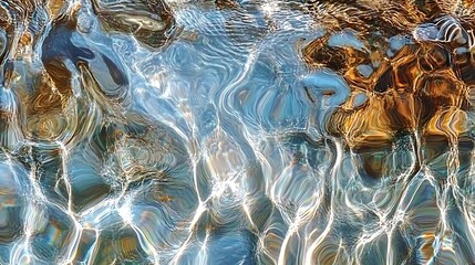 A wave of clear water with shimmering reflections flowing over a transparent surface 