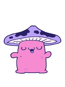 bobbing motion animation of cartoon mushroom creature