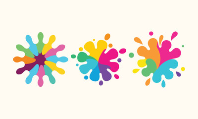 Colorful Watercolor Splatter Set, Vibrant Watercolor Splash Bundle Vector, Hand Painted Abstract Ink Stains and Colorful Paint Blurs Collection