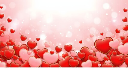 Valentine's day background with red and pink hearts for love and romance
