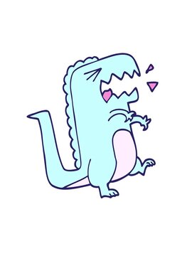 attention grabbing animation of cartoon doodle roaring t rex