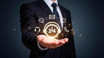 Businessman with digital service icons