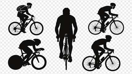 silhouette of cyclists riding bicycles