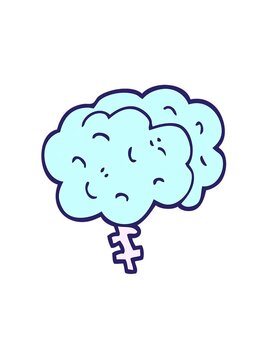 spinning motion animation of cartoon doodle brain