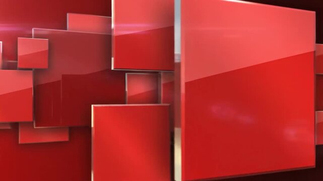 Abstract red squares on a dark red gradient background for design and presentation elements