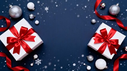 Christmas gift boxes with ornaments