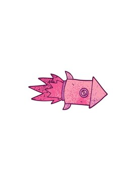 pressure popping animation of a doodle of a space rocket