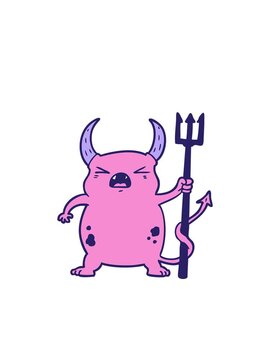 blinking radial lines animation of cartoon angry little devil