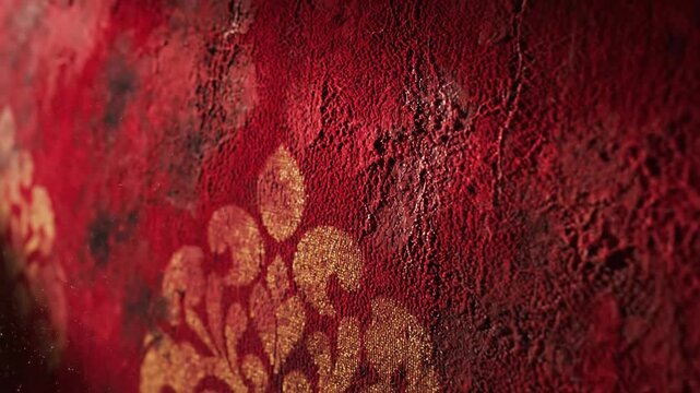 Abstract red texture with floral pattern