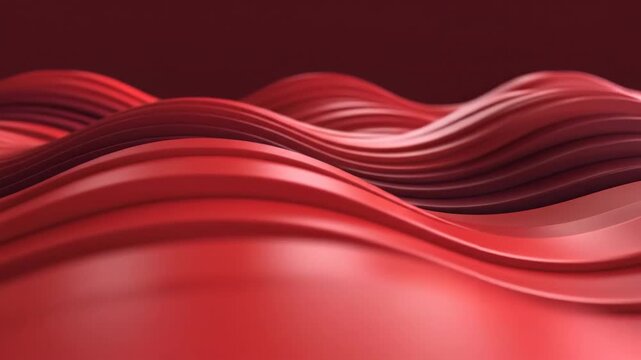 Abstract red wave formations smooth and flowing artistic render