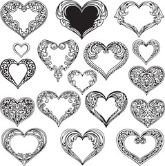 Obraz premium Collection of ornate heart shapes in various sizes and designs