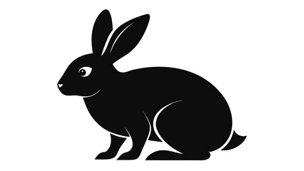 Obraz premium Rabbit silhouette sitting and sniffing, with white background