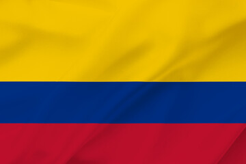 Colombia national flag waving textile background with yellow blue and red horizontal bands