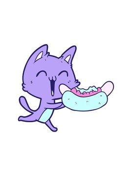 splitting motion animation of happy cartoon cat meowing