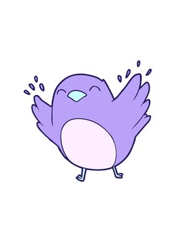 attention grabbing animation of cartoon robin flapping wings