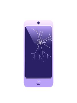 stretching up animation of cracked screen cell phone graphic