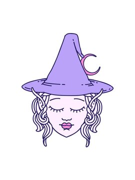 vibrating motion animation of Retro Tattoo Style elf mage character face