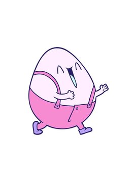 splitting effect animation of humpty dumpty cartoon egg man