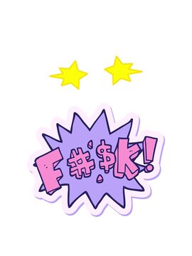 spinning stars animation of sticker of a cartoon swearword