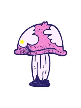 twinkling stars effect animation of cartoon doodle of poisonous toadstool