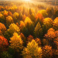 autumn forest in the morning