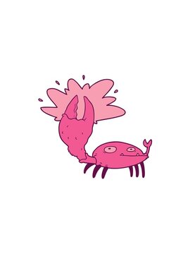 pressure popping animation of cartoon crab with big claw
