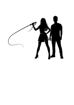 sexy woman with man  standing with a whip