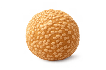 Golden brown sesame ball jian dui, a popular glutinous rice flour pastry, sweet asian street food with transparent background