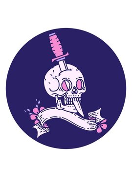 shine light effect animation of  icon with banner of a skull