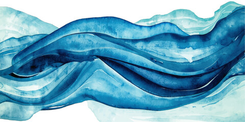 Colorful ink swirl in blue, pink, and orange creating a dynamic.Abstract blue and white flowing waves resembling ocean currents or mountainous landscape.