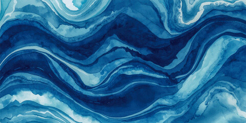 Colorful ink swirl in blue, pink, and orange creating a dynamic.Abstract blue and white flowing waves resembling ocean currents or mountainous landscape.